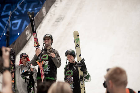Slik så pallen ut etter herrefinalen i Big Air lørdag. Foto: Andreas Løve Storm Fausko