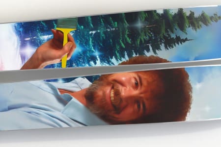 BOB ROSS: Internett-favoritten Bob Ross hylles med skomodell fra J Skis. Foto: J Skis