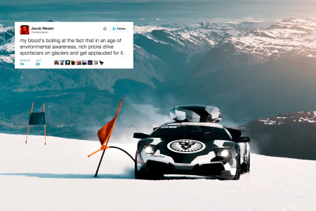 UENIG: Jacob Wester lot seg ikke imponere av bilstuntet til Jon Olsson. Foto: jon-olsson.com / Skjermdump