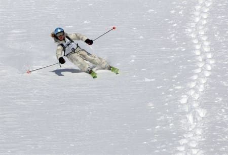 Lille Pia Røhring leverte i dag nydelige alpinsvinger. Foto: Sverre Hjørnevik