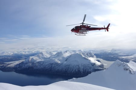 MANGLER LOKAL STØTTE: Motorbasert skikjøring, om det er med helikopter, snøskuter eller beltevogn, er i prinsippet lovlig såfremt lokale myndigheter og grunneiere gir tommel opp. Men det gjør de sjelden, dermed er heliskiing, catskiing og snøskuterkjøring like uvanlig i dag som før dagens regjering kom til makten. Dette bildet er fra Andørja i Troms. Foto: Tore Meirik