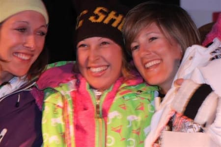 Ski damer, f.v. Widmesser, Ericsson, Gleditsch.