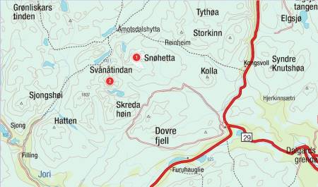 Kart for Dovrefjell