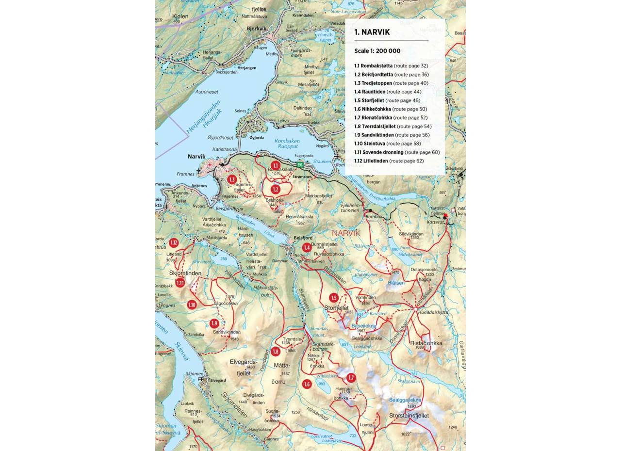 Oversiktskart over Narvik. Fra Toppturer rundt Narvik