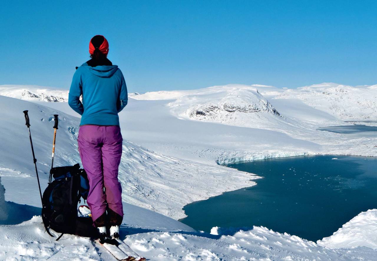 På toppen av Vivakulen. Austdalsbreen og Rundeggi bak. Foto: Bjørnar Bjørhusdal. / Toppturar i Sogn.