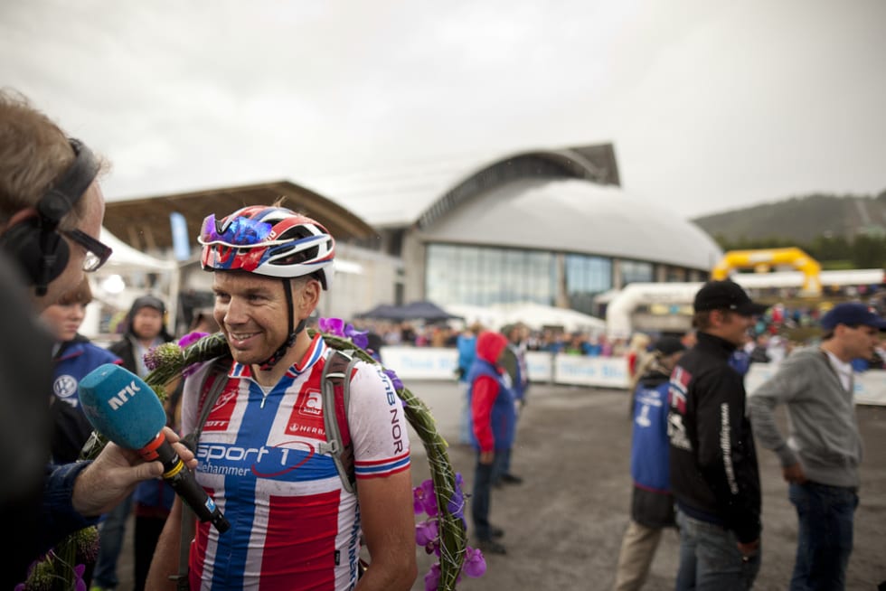 FOR ANDRE GANG: Lars Ragnar like etter målgang når han vant Birken for andre gang. Foto: Kristoffer H. Kippernes Vintersjekk-Lars-Ragnar-Manengen_ordinary_1200