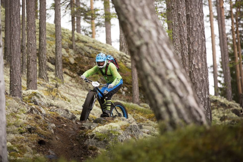 DAGENS ENESTE: På fatbike. Rickard Sundell forserte likevel løypene med bra fart. _IPP6867
