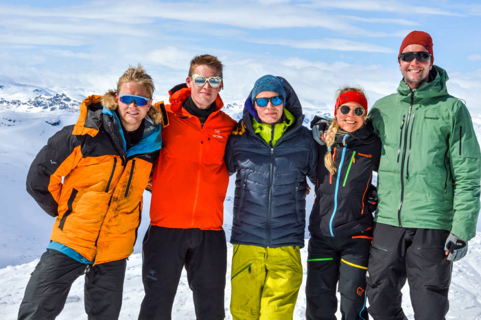 TURFØLGET: Viktor Olsson, Halvor Johansen Mære, Tori Øderud, Gaute Molland Solberg, Erlend Garnås Tur i Jotunheimen