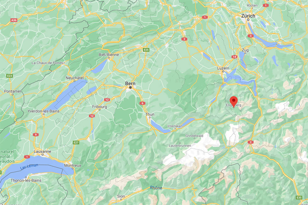 SKRED: Skredet gikk like ved skianlegget i Engelberg. Foto: Google Maps Engelberg
