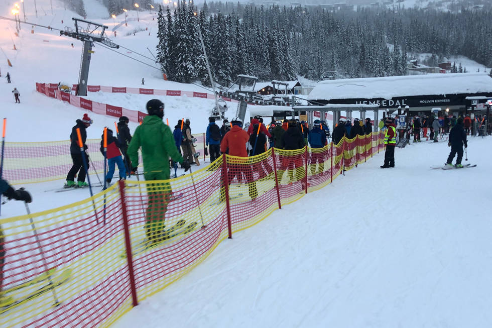 HEISKØ: Slik så heiskøen ut fredag formiddag. Foto: Anders Holtet Hemsedal