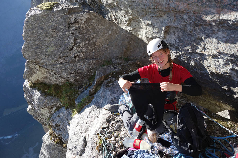 FINE FORHOLD: Det var en kjempefin tur med perfekte forhold, forteller Svensvik. Foto Sindre Sæther Trollveggen Svenskerua Jannike Svensvik