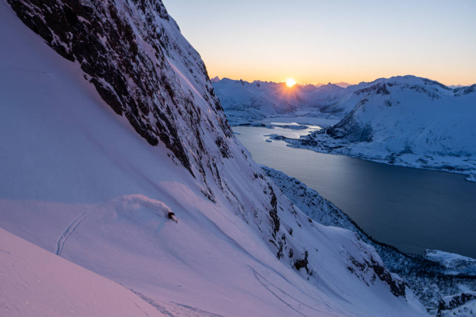 BESTE PUDDER: Leverte Lofoten noe av den beste pudderkjøringen den siste tiden? Foto: Signar Andre Nilsen Lofoten pudder