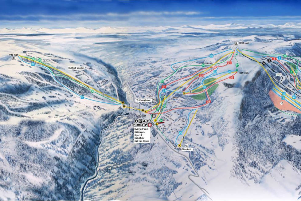 VARDEN: Området ligger øst for Kvitfjell Varden, og vil være en del av heisen. Foto: Kvitfjell Løypekart Kvitfjell
