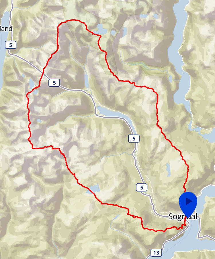 RUTA: Slik var ruta turfølget gikk. Foto: Malene Blikken Haukøy Sogndalsdalen rundt