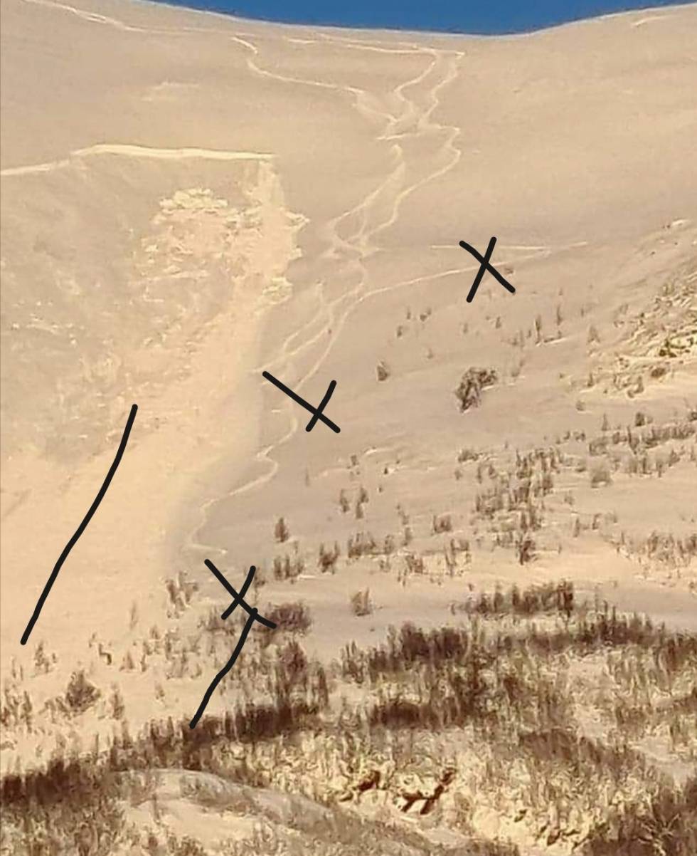 PLASSERING: Slik stod de forklart, slik Patrik forklarer. Foto: Patrik Jonsson Skred beretlia