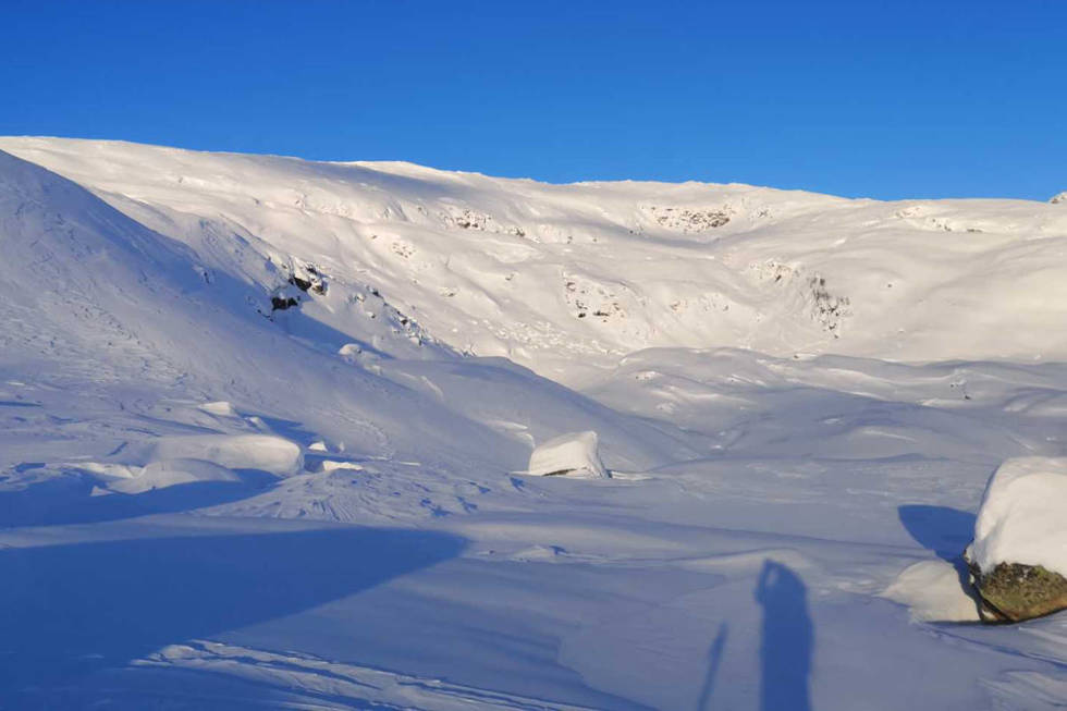 SKRED: Snøskred på Blåfjell, tatt i år. Foto: Martin Larsen Blåfjellet