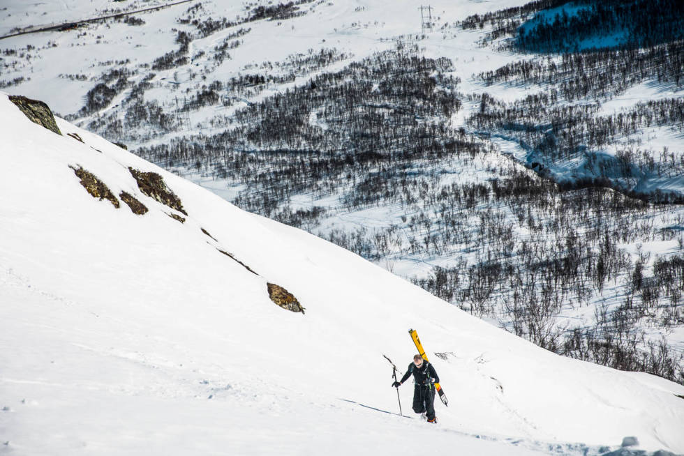 Men det er tunge høydmetere med mye booting. Foto: Andreas Løve Storm Fausko Bjøbergnuten Hemsedal