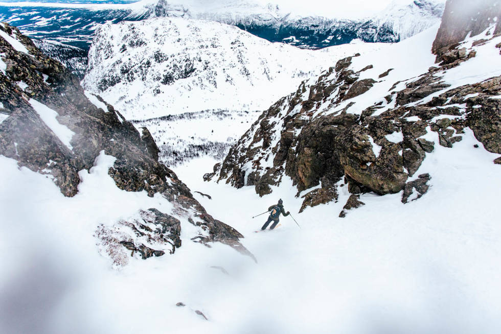 Erlend på vei ned Bananen. Foto: Andreas Løve Storm Fausko Nibbi Hemsedal topptur