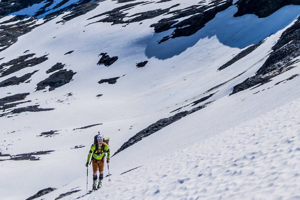 FINT: Temperaturen var god, og skiføret fint på Sunnmøre. Foto: Martin Krzeptowski Topptur Sunnmøre sommer