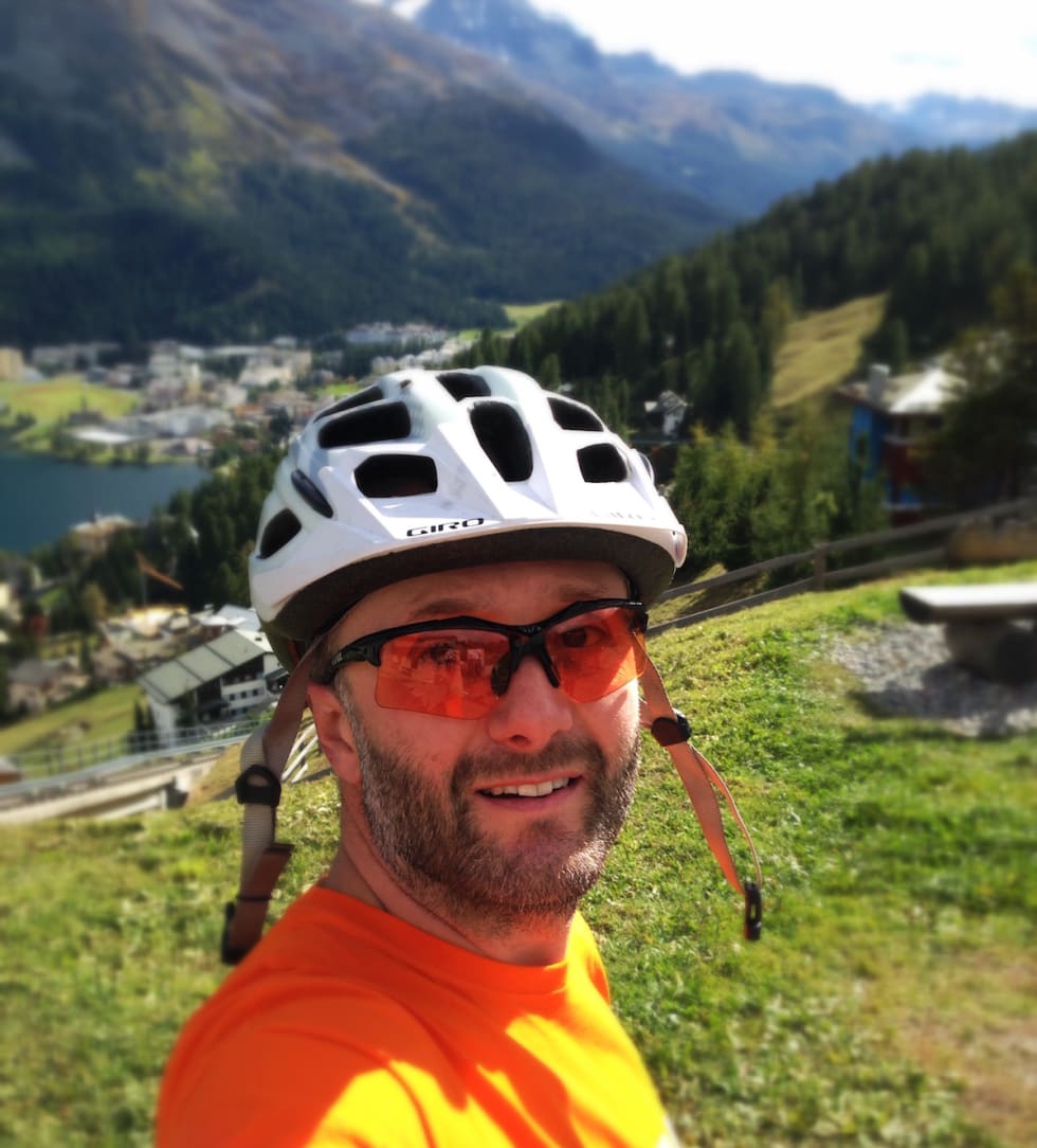 Haaken Christensen var med på studietur til Sveits i fjor for å lære mer om terrensykkelbasert turisme. Foto:Privat Haaken M Christensen - Switzerland 2015 - Privat
