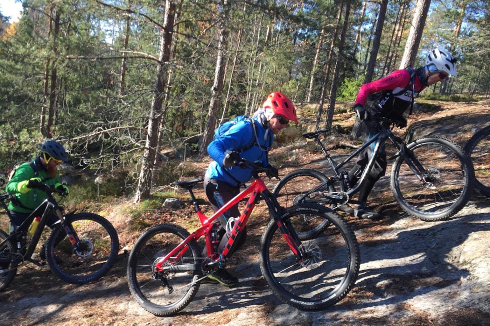 Noen innslag av pushbike ble det også. Foto: Trond Dyrnes Fellestur Sørmarka Stisykkelklubb Oct 28-18 Trond Dyrnes 1400x933