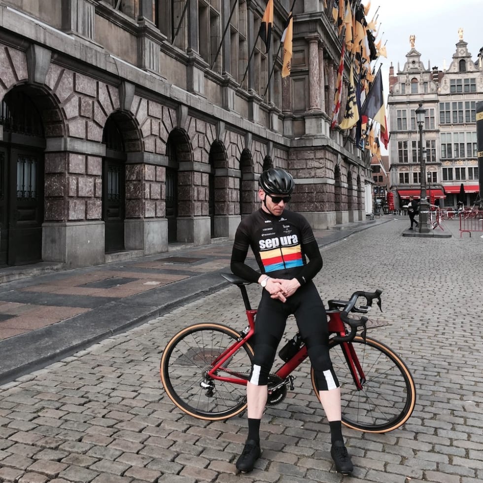 ILDSJEL: Fred Voldset er primus motor bak Fiskeklev Landeveisclub. Her fra Flandern Rundt tidligere i april. Foto: Fiskeklev Landeveisclub Fred Voldset Flandern 2017 - Foto Sepura Road Team 1000x1000