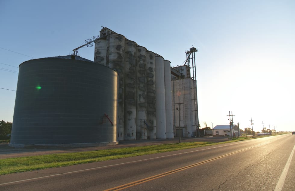 Sikkert interessant for bøndene der hjemme. Dog sykt mange kornsiloer i Kansas