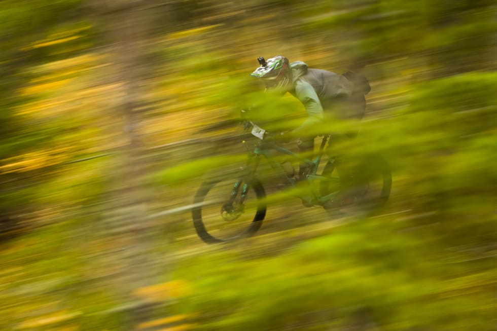 Andre Aamodt på vei inn til tiendeplass. Andre Aamodt Ringerike Enduro 2018 - Per-Eivind Syvertsen