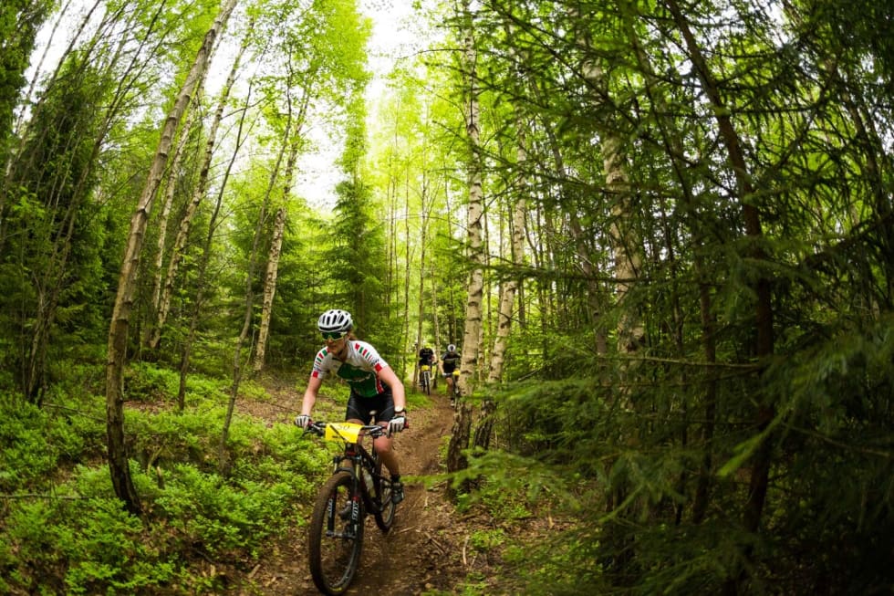 SINGLETRACK: Det vanket mange godord om TSR-løypa og Pioneren. Her lengst mot syd ved Grønmo, derav navnet Syden. (foto: Snorre Veggan) terrengsykkelrittet-5546a