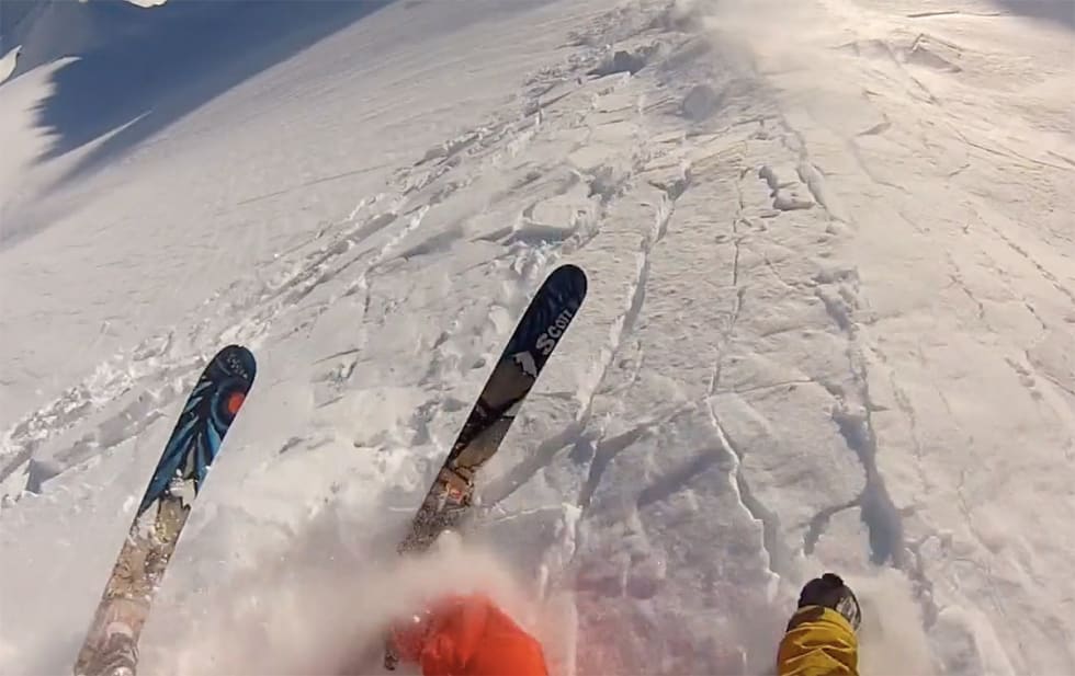 Snøskred kan utløses på ulike vis. Foto: Skjermdump Skred - skjermdump
