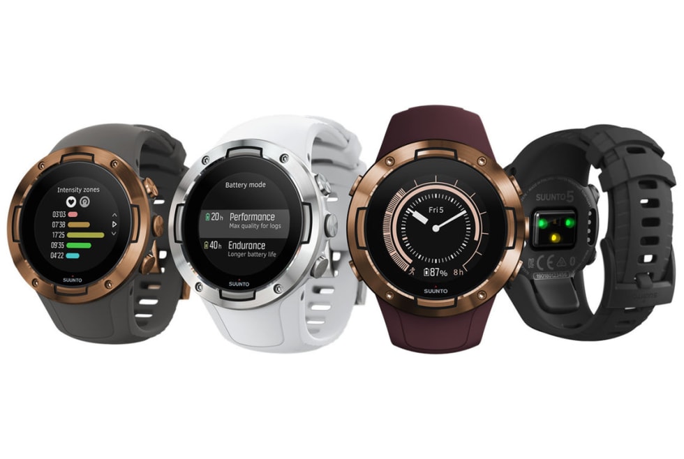 FLERE FARGER: Suunto 5 kommer i flere farger, et klart pluss for dem som bruker treningsklokka hele tiden.