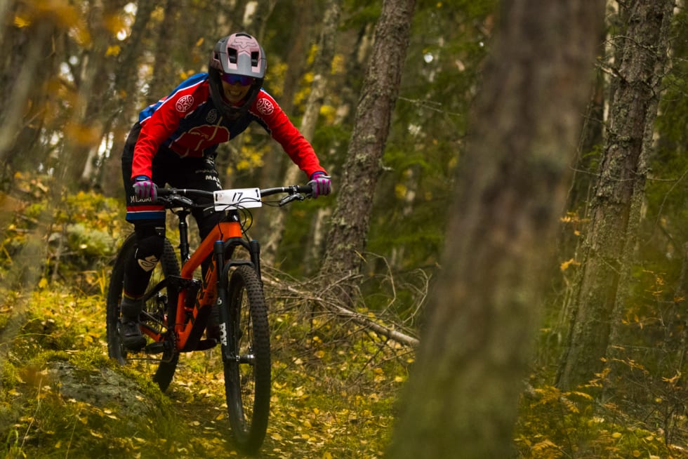 Else Bratteland sikret seg den siste pallplassen i Ringerike Enduro, bak Berit Nordsæter Resell og Anette Røssum Bastnes. Else Bratteland Ringerike Enduro 2018 - Per-Eivind Syvertsen