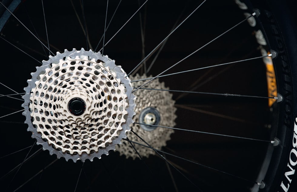 UTVEKSLING: SRAM XX1-kassett gir lett utveksling selv med bare ett drev foran. Foto: Kristoffer H. Kippernes