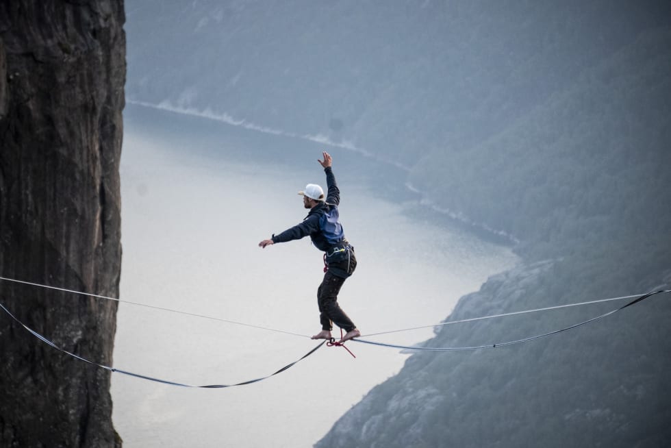 Martin Gravdal under Kjerag-prosjektet tidligere denne uka. Foto: Andreas Lange og Borghild Nerheim