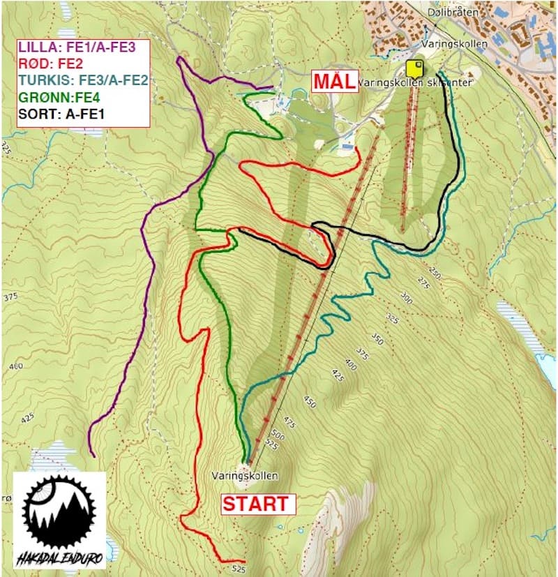 Oversiktskart etapper Hakadal Enduro 2018 Etappekart Hakadal Enduro 2018 800x