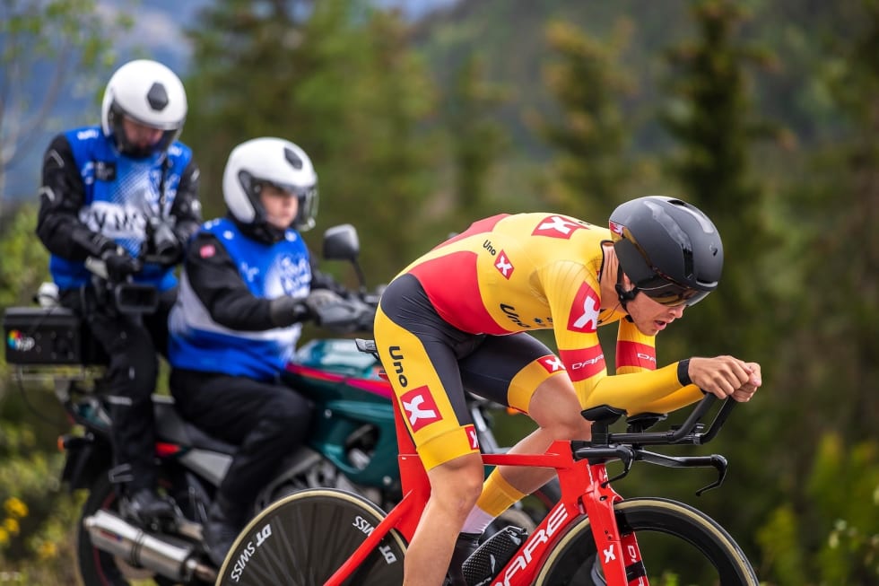 BESTE NORSKE: Tobias S. Foss kom på fjerdeplass i Hafjell-tempoen, som var første av tre ritt i Uno-X Development Weekend. Foto: Pål Westgaard