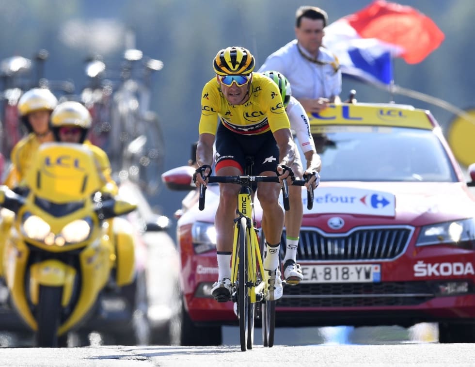 LEDER FORTSATT: Greg van Avermaet (BMC) fortsetter i gult i morgen. Foto: Cor Vos Greg van Avermaet - Stage 10 - Cor Vos 1400x