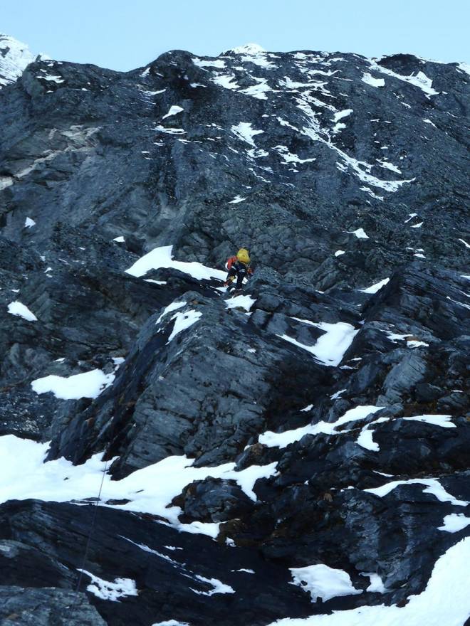 Verken første eller siste gang en snur her oppe! Foto: Toralf Furseth hovedmannen Sunndal alpinklatring Nelson Neirinck Toralf Furseth