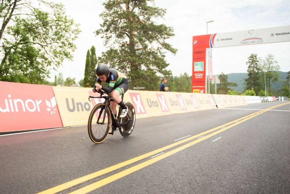 RASKEST: Amalie Christensen viste seg som den beste på NM-tempoen til junior kvinner i Evje. Foto: Knut Andreas Lone amalie christensen lillehammer ck nm tempo gull