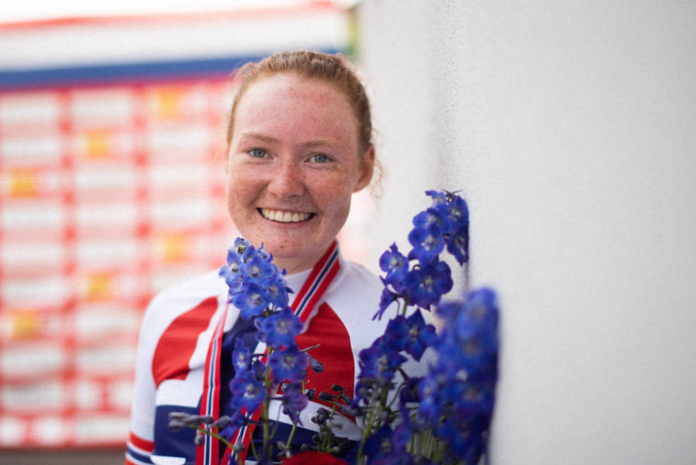 SYKLET VM: Regjerende norgesmester på tempo i kvinner junior, Amalie Christensen, leverte en sterk VM-tempo. Foto: Henrik Alpers amalie christensen