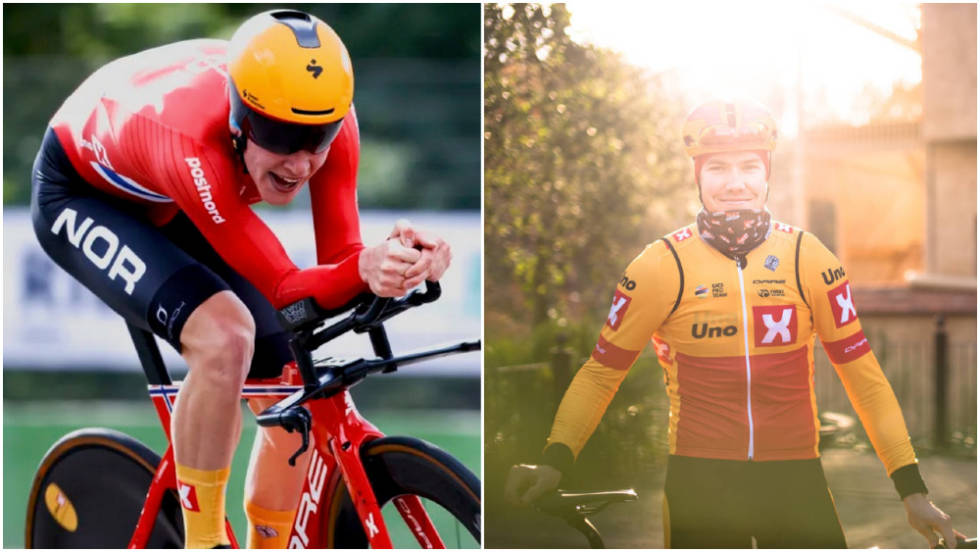 STOR FORSKJELL: Erik Nordsæter Resell (til høyre) må tråkke langt mer watt enn Andreas Leknessund på tempo, fordi han er mindre aerodynamisk. Foto: Norges Cykleforbund/Henrik Alpers andreas leknessund erik resell hva er watt pr. kilo
