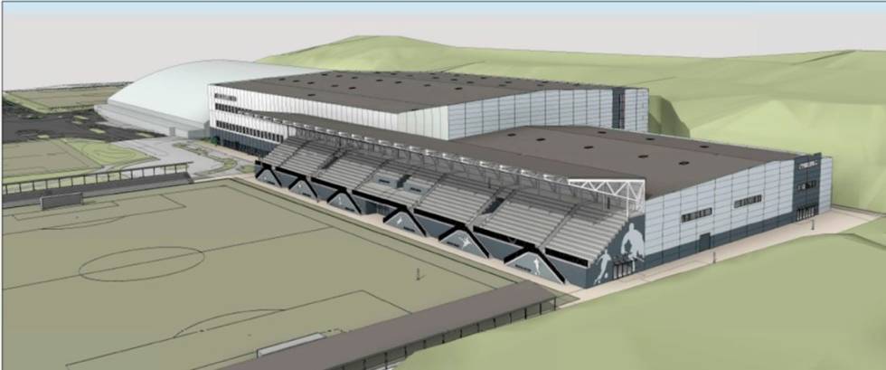Slik ser det ut i Åsane nå, i følge hjemmesiden til byggeprosjektet Arena Nord. Flerbrukshallen får 3200 m2 med klatrevegg. Foto: Arena nord Arena Nord Åsane