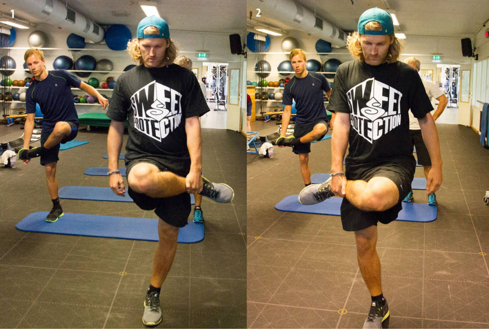 STRETCH OG BALANSE: Aleksander Aurdal trener balansen og blir mykere og dermed flinkere til å grabbe. Foto: Luke Allen tøying balanse
