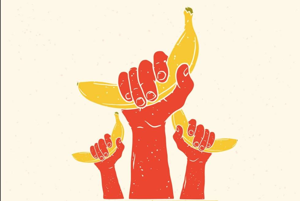 POWER TO THE BANANA: Omtrent slik så det ut etter velten. Illustrasjon: Shutterstock. sykkel banan