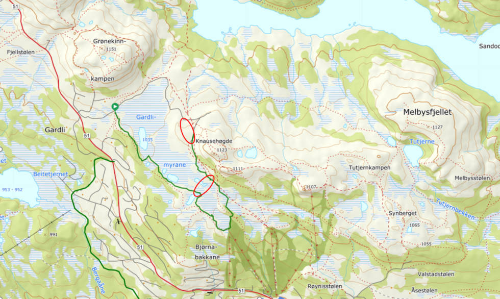 Her kommer de to nye grønn-graderte stiprosjektene på Beitostølen. Illustrasjon: Beitostølen Trail Arena Beitostølen Trail Arena utvider stitilbudet