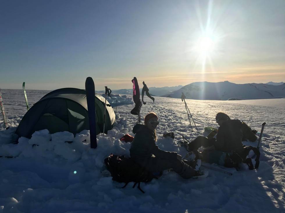 Camp ved Tindefjellbreen. Tindefjellbreen