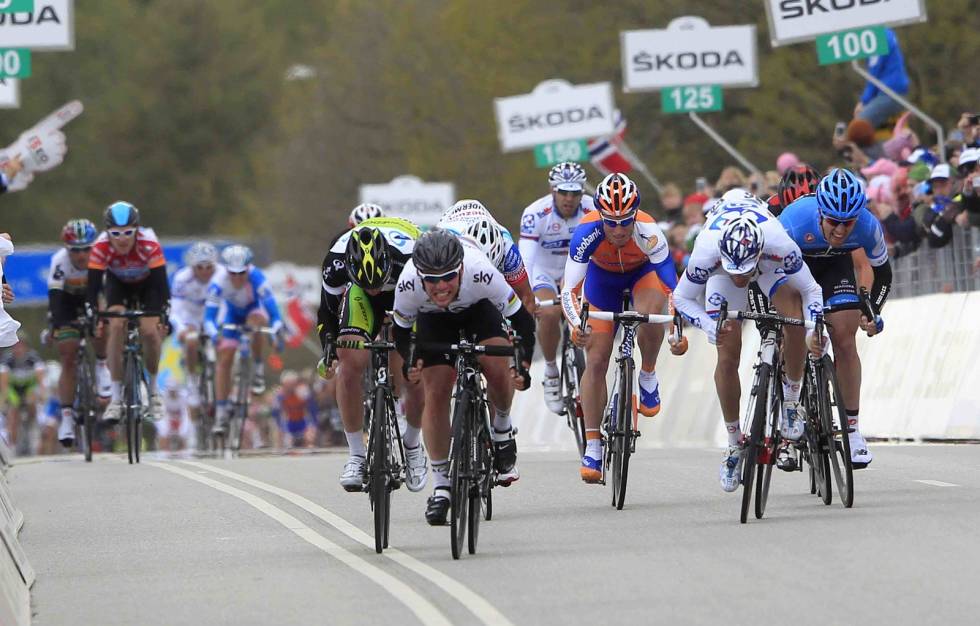 STERK: Mark Cavendish vant den første flate etappen i Giro d'Italia i Danmark i 2012. Foto: Cor Vos. mark cavendish tour de france
