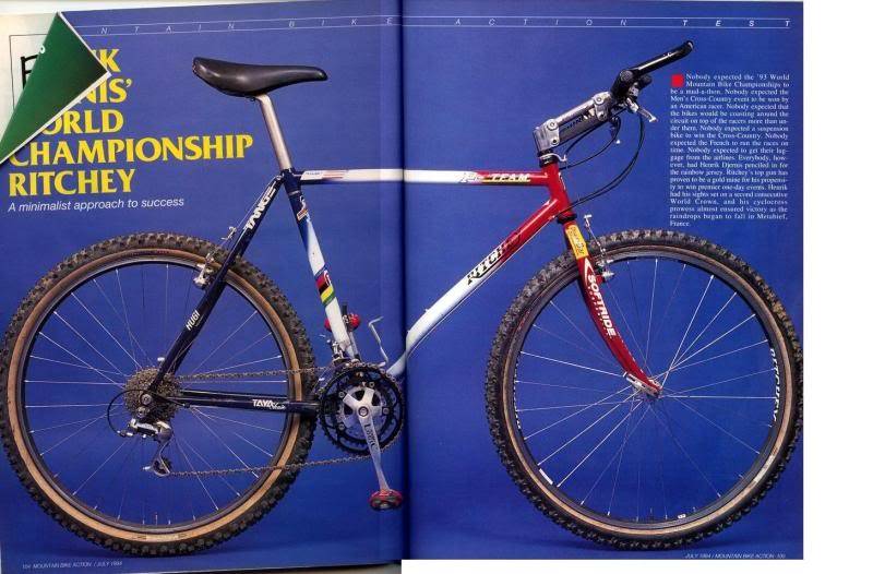 DET RÅESTE: Henrik Djernis' sykkel var sveiset av Tom Ritchey selv og hadde Allsop-demperstem. Henrik Djernis' Ritchey