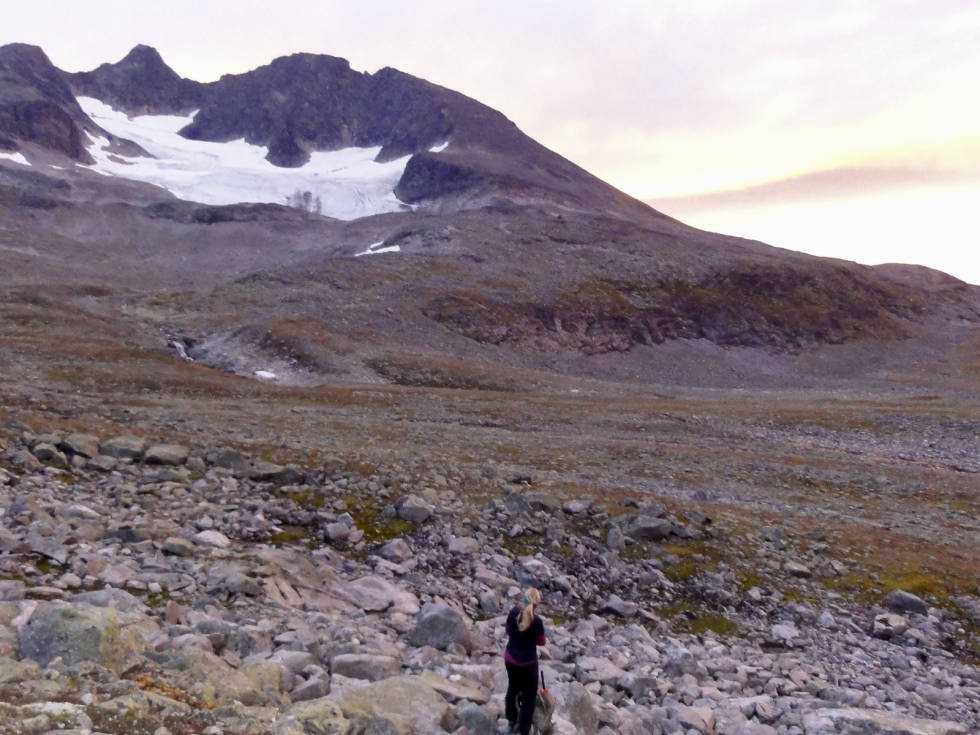 På vei mot mot sørryggen på Austabotntindene. Foto: Anna Johanne Moen DSC00960