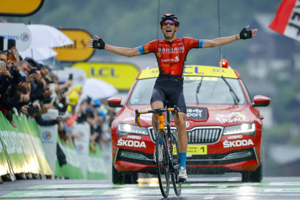 ETAPPESEIER: Dylan Teuns tok sin andre etappeseier i Tour de France i Le Grand-Bornand. Foto: Cor Vos dylan teuns, tour de france
